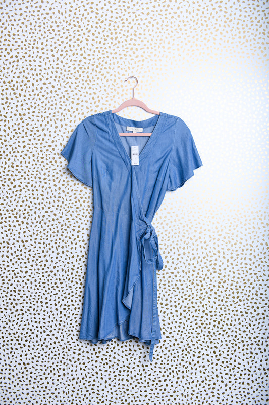 Loft short sleeve wrap dress mini \4\NWT