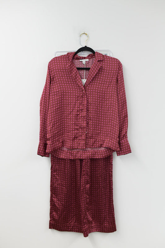 Free Assembly satin blouse /high rise trouser set Size XS/NWT