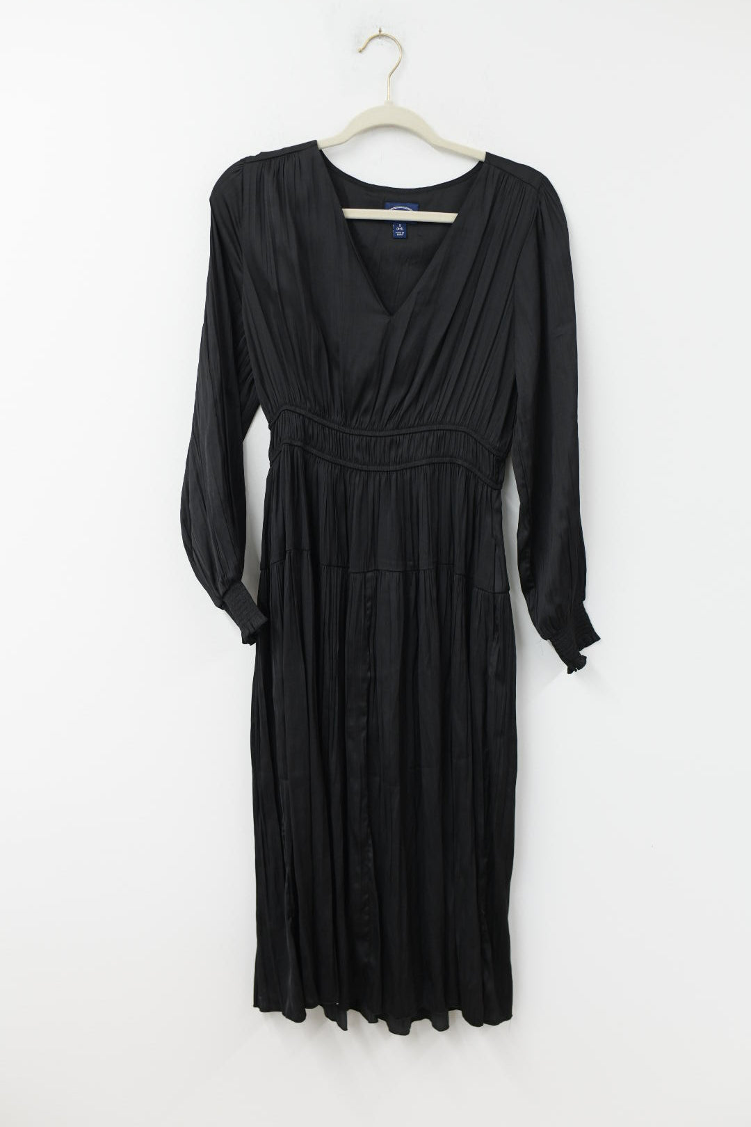 Scoop long sleeve smocked waist midi dress Size S/EUC