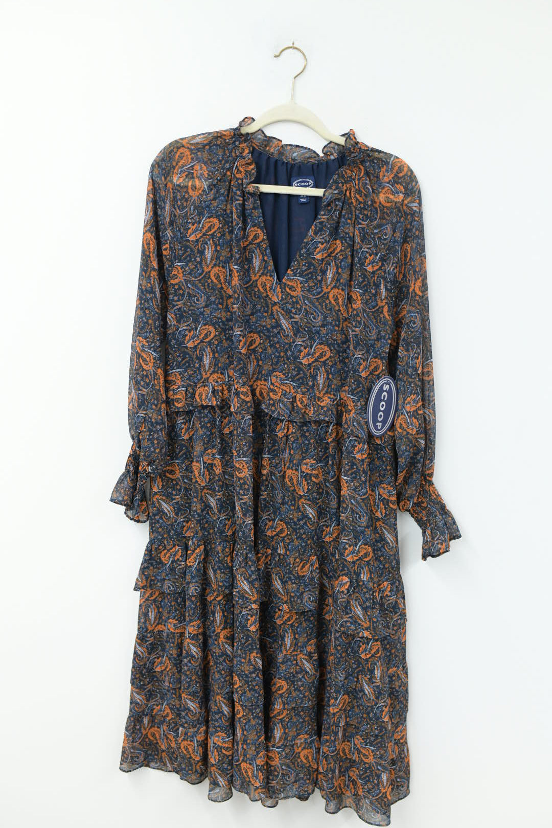 Scoop long sleeve smocked v-neck maxi dress Size XS/NWT