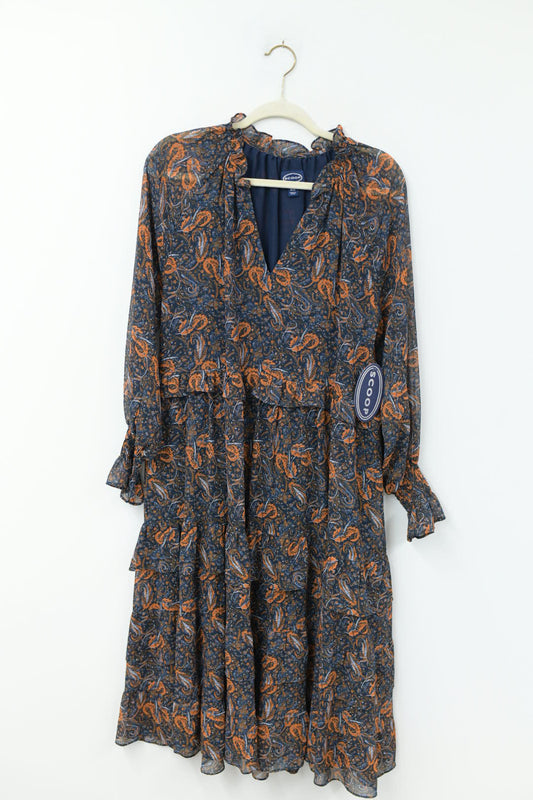 Scoop long sleeve smocked v-neck maxi dress Size XS/NWT