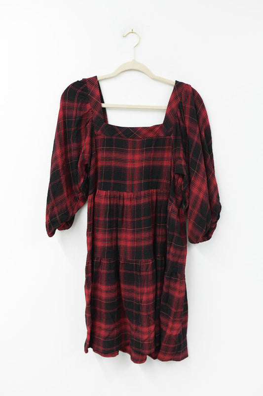 Maurices tiered flannel mini dress Size S/NWT