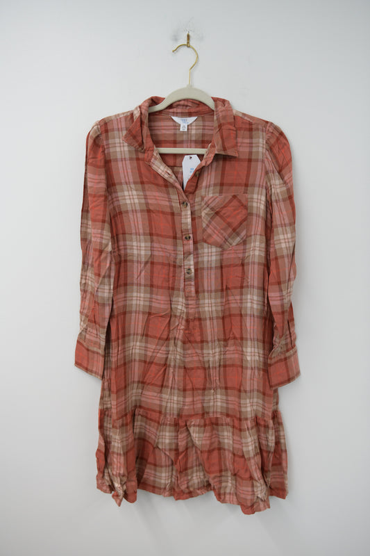 Time and Tru plaid mini shirt dress Size XS / NWT