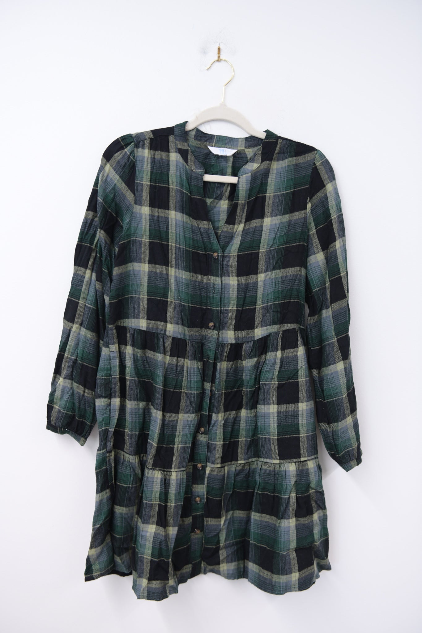 Time and Tru plaid mini tiered dress Size XS / EUC