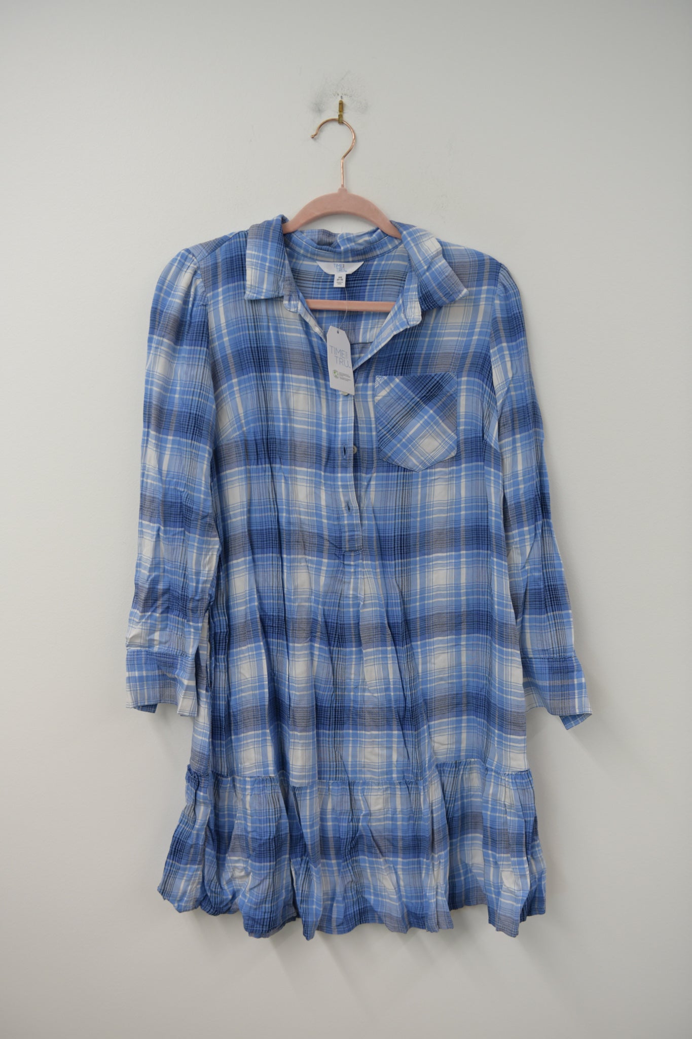Time and Tru plaid mini shirt dress Size XS / NWT