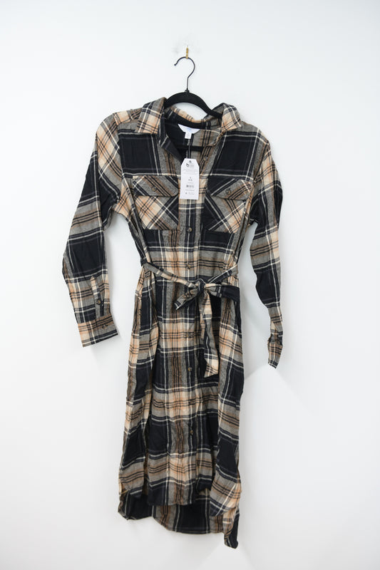 Time and Tru plaid midi tie dress Size S / NWT