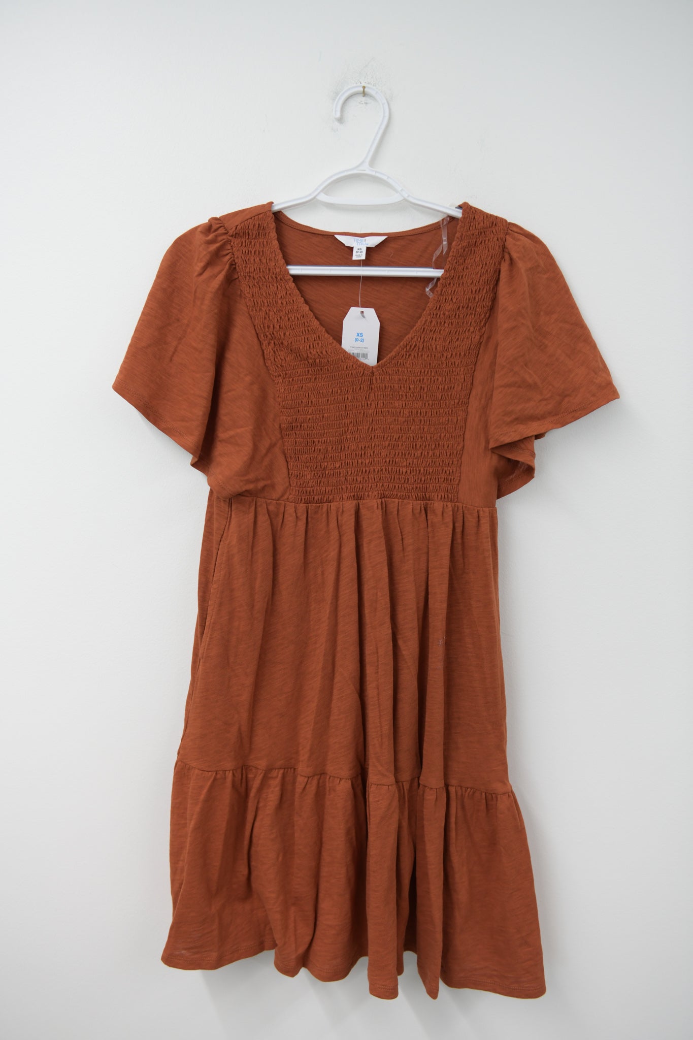 Time and Tru knit smocked mini dress Size XS / NWT