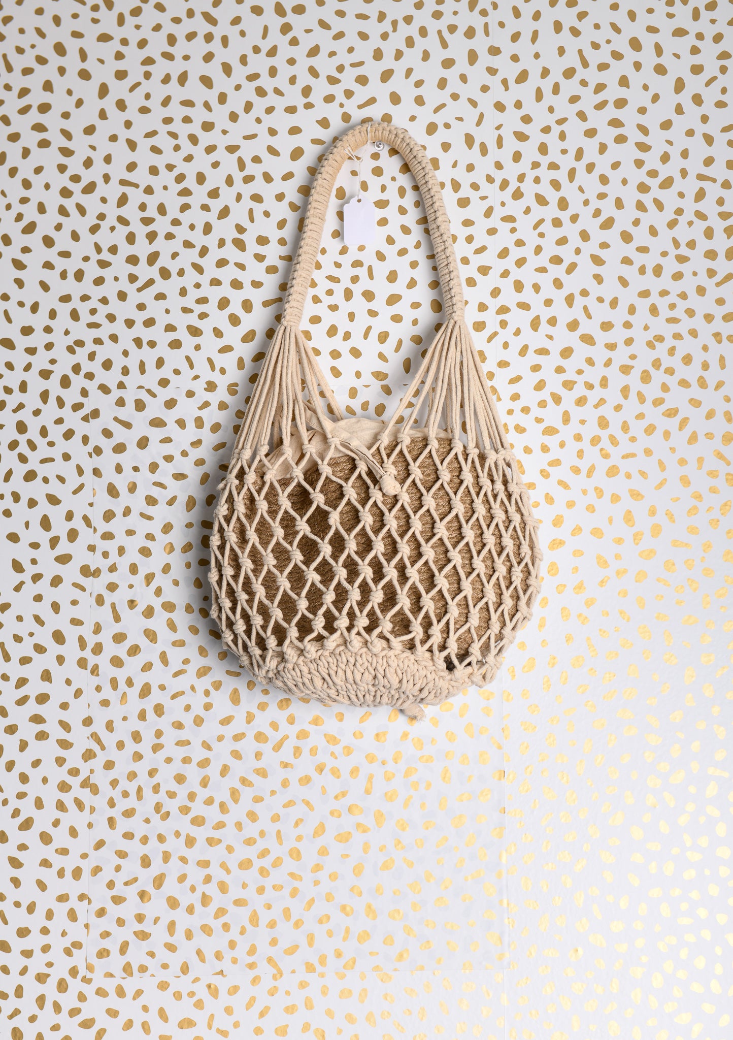 Scoop macrame bucket bag