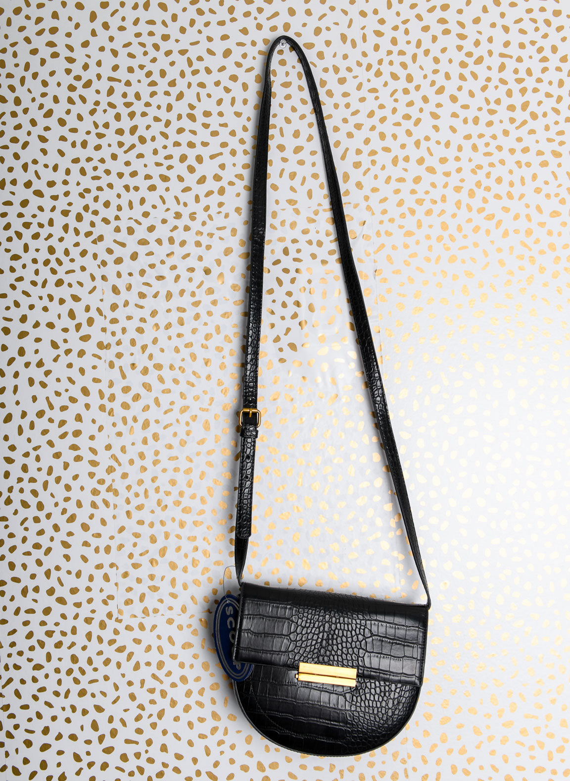Scoop faux leather snake skin crossbody saddlebag