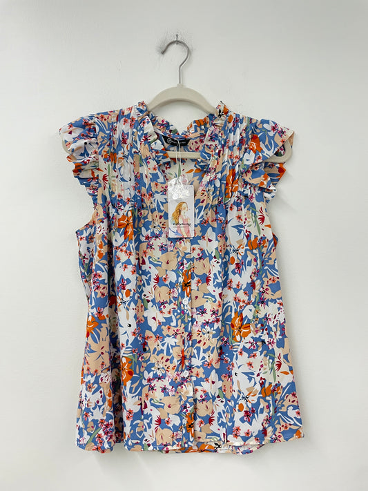 Amazon sleeveless ruffle blouse Size S /NWT