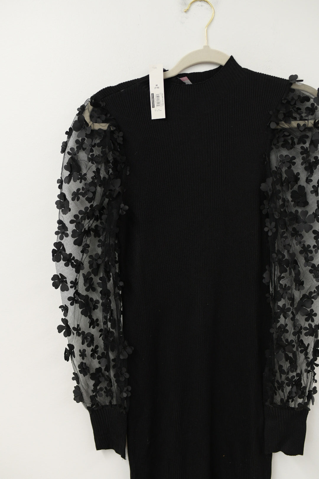 No Boundaries puffed sleeve detail fitted midi dress Size M \ NWT