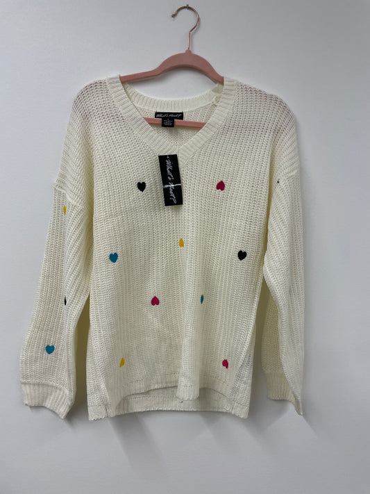What’s Next? Heart sweater Size S /NWT