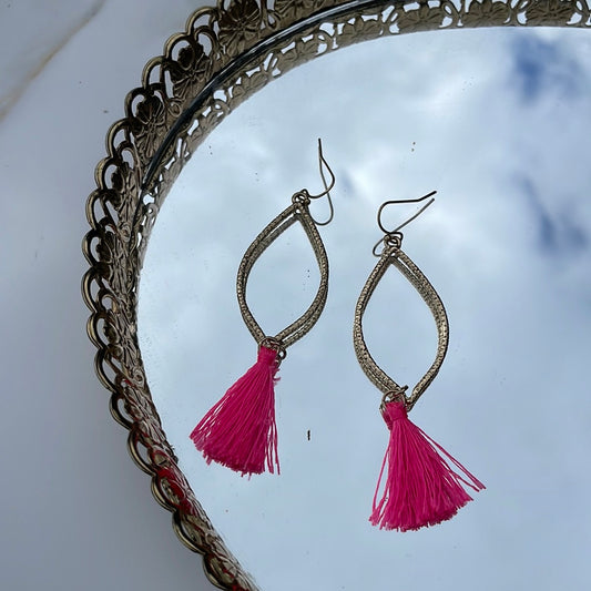 Gold hoop Earrings with tassel