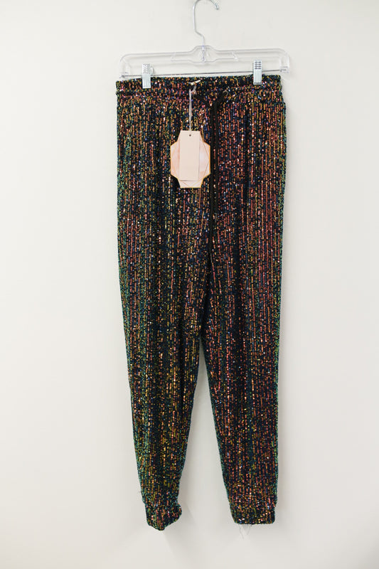 Rich and Famous holiday sequins joggers Size M / NWT