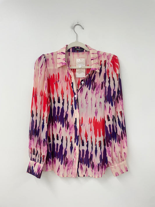 Amazon long sleeve button down blouse Size S /NWT