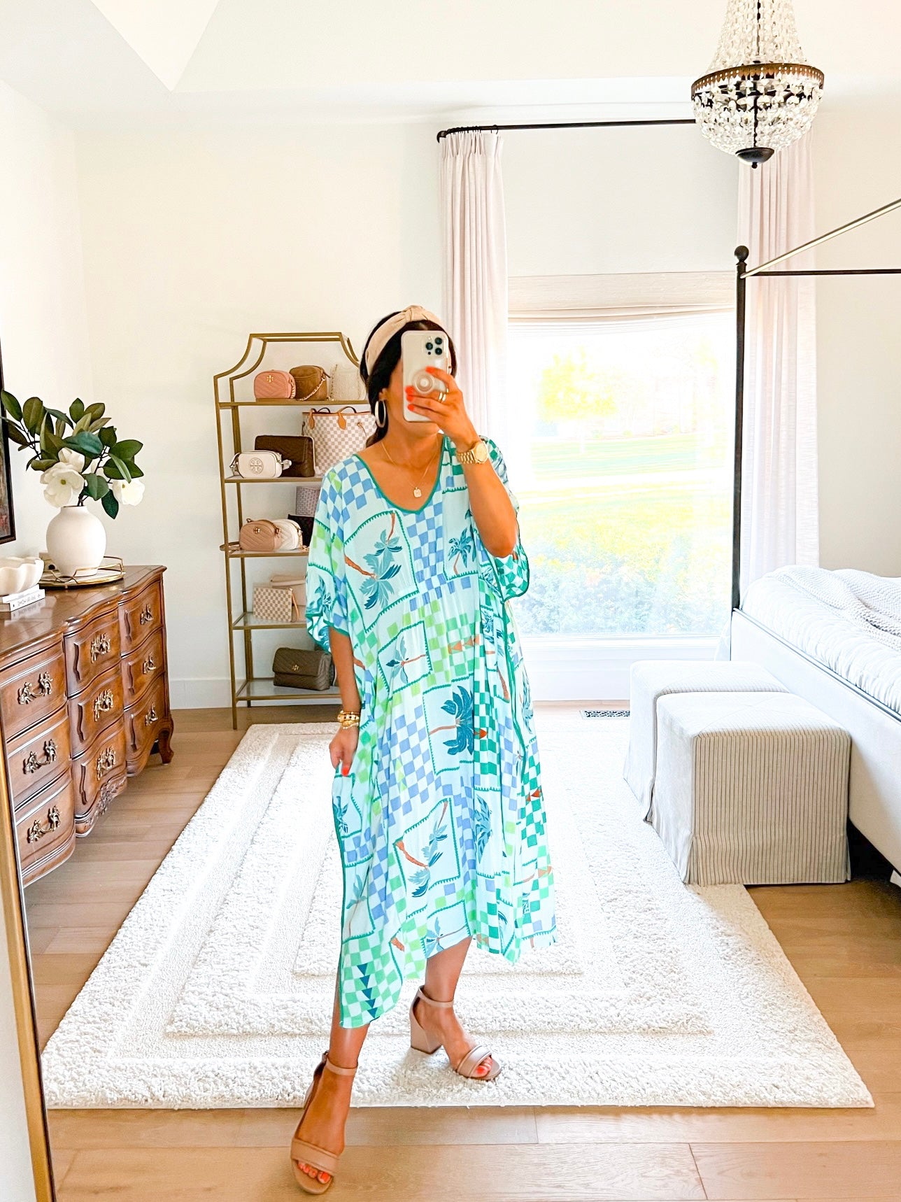 Joyspun Women's Woven Print Sleep Caftan Size S / NWT
