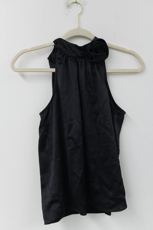 Scoop sleeveless blouse with rosette Size S / NWT