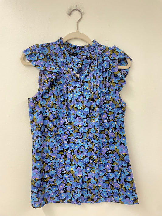 Amazon sleeveless ruffle blouse Size S /NWT