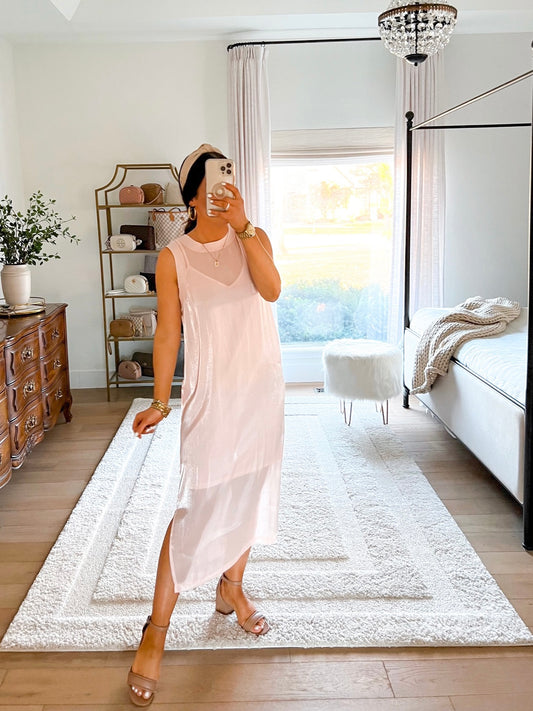 Scoop crew neck sheer midi dress Size S / NWT