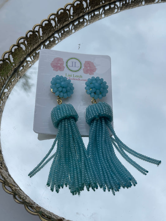 Lisi Lerch blue beaded tassel earrings